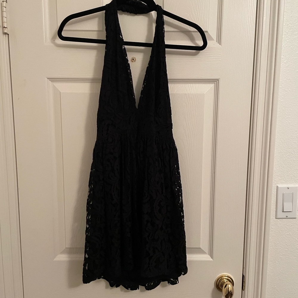 Black Lace Halter Dress
